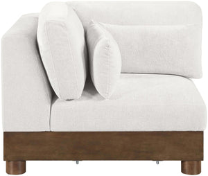 Meridian Furniture Turin Modular Corner Chair Art Deco Chenille Upholstery Low Profile Sectional Living Room Cream - A 606Cream-Corner