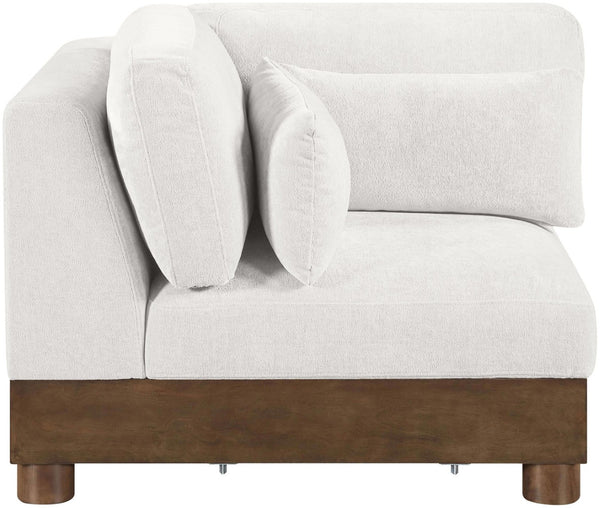 Meridian Furniture Turin Modular Corner Chair Art Deco Chenille Upholstery Low Profile Sectional Living Room Cream - A 606Cream-Corner
