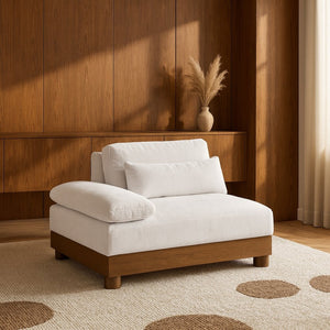Meridian Furniture Turin Art Deco Modular Left Arm Chair Plush Chenille Upholstery for Living Room Sectionals Cream - A 606Cream-LAF