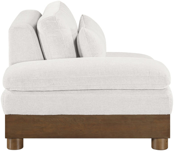 Meridian Furniture Turin Art Deco Modular Left Arm Chair Plush Chenille Upholstery for Living Room Sectionals Cream - A 606Cream-LAF