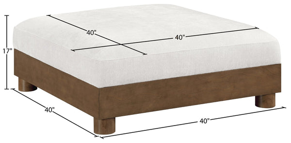 Meridian Furniture Turin Chenille Modular Ottoman Art Deco Low Profile Piece for Living Room Sectional Layouts Cream - A 606Cream-Ott