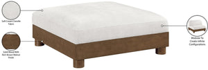 Meridian Furniture Turin Chenille Modular Ottoman Art Deco Low Profile Piece for Living Room Sectional Layouts Cream - A 606Cream-Ott