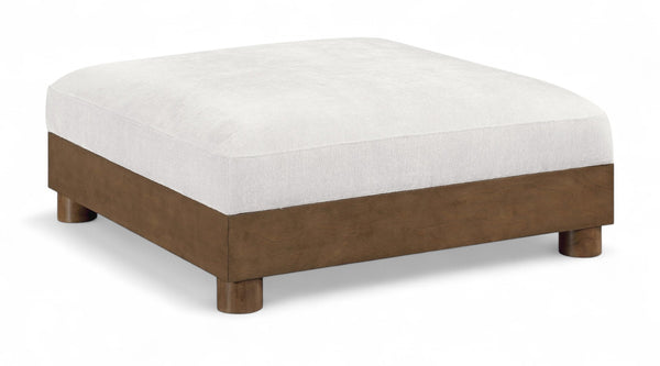 Meridian Furniture Turin Chenille Modular Ottoman Art Deco Low Profile Piece for Living Room Sectional Layouts Cream - A 606Cream-Ott
