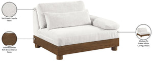 Meridian Furniture Turin Chenille Upholstered Modular Right Arm Chair Art Deco Low Profile Living Room Seat Cream 606 606Cream-RAF