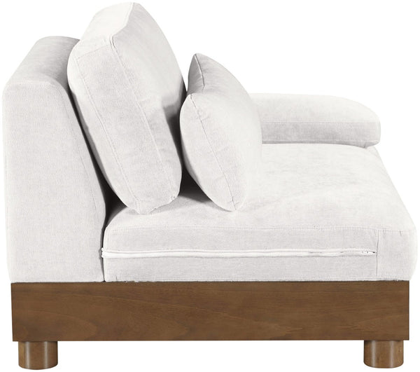 Meridian Furniture Turin Chenille Upholstered Modular Right Arm Chair Art Deco Low Profile Living Room Seat Cream 606 606Cream-RAF