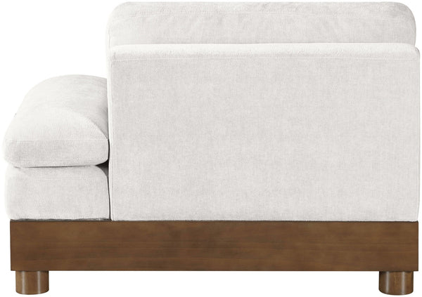 Meridian Furniture Turin Chenille Upholstered Modular Right Arm Chair Art Deco Low Profile Living Room Seat Cream 606 606Cream-RAF