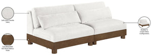 Meridian Furniture Turin Modular Sofa Plush Chenille Art Deco Low Profile Design for Living Room 606Cream-S2B