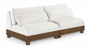 Meridian Furniture Turin Modular Sofa Plush Chenille Art Deco Low Profile Design for Living Room 606Cream-S2B