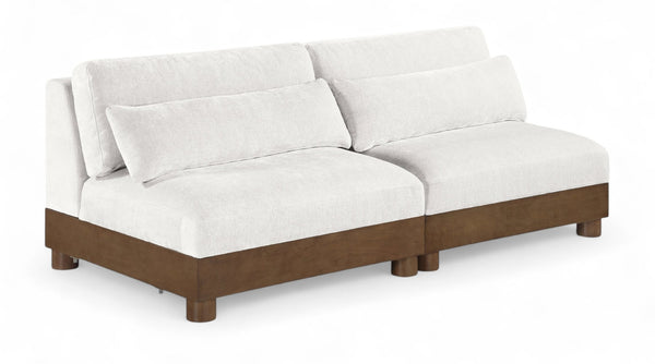 Meridian Furniture Turin Modular Sofa Plush Chenille Art Deco Low Profile Design for Living Room 606Cream-S2B