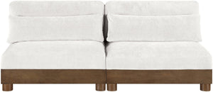 Meridian Furniture Turin Modular Sofa Plush Chenille Art Deco Low Profile Design for Living Room 606Cream-S2B
