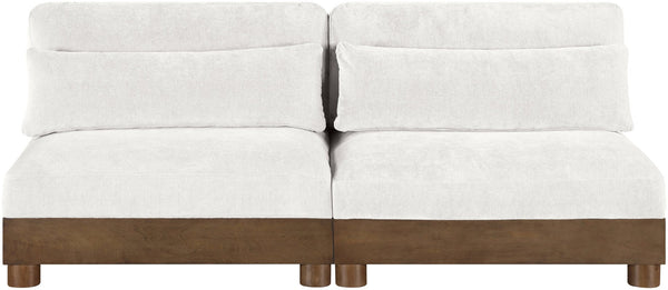 Meridian Furniture Turin Modular Sofa Plush Chenille Art Deco Low Profile Design for Living Room 606Cream-S2B
