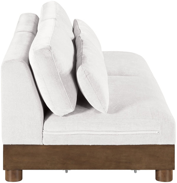 Meridian Furniture Turin Modular Sofa Plush Chenille Art Deco Low Profile Design for Living Room 606Cream-S2B