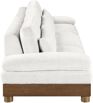 Meridian Furniture Turin Art Deco Modular Sofa Cream Chenille Plush Seating with Solid Walnut Wood Frame 606Cream-S3A