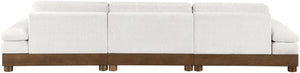 Meridian Furniture Turin Art Deco Modular Sofa Cream Chenille Plush Seating with Solid Walnut Wood Frame 606Cream-S3A