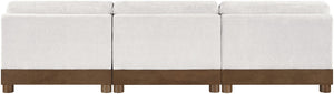 Meridian Furniture Turin Three Piece Modular Sofa Plush Chenille Art Deco Low Profile Living Room 606Cream-S3B