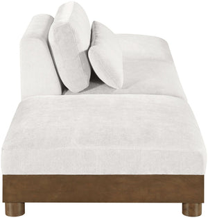 Meridian Furniture Turin Modular Chenille Sofa with Art Deco Low Profile and Walnut Wood Frame 606Cream-S3C