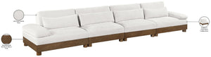 Meridian Furniture Turin Four Piece Modular Sofa Plush Chenille Upholstery Art Deco Living Room 606Cream-S4A
