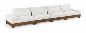 Meridian Furniture Turin Four Piece Modular Sofa Plush Chenille Upholstery Art Deco Living Room 606Cream-S4A