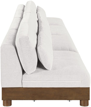 Meridian Furniture Turin Art Deco Modular Sofa Plush Chenille Upholstery Walnut Frame Living Room 606Cream-S4B