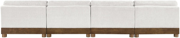 Meridian Furniture Turin Art Deco Modular Sofa Plush Chenille Upholstery Walnut Frame Living Room 606Cream-S4B
