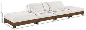 Meridian Furniture Turin Art Deco Modular Sofa Four Piece Chenille Upholstered Living Room Sectional 606Cream-S4C