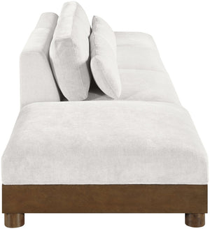 Meridian Furniture Turin Art Deco Modular Sofa Four Piece Chenille Upholstered Living Room Sectional 606Cream-S4C