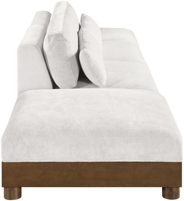 Meridian Furniture Turin Art Deco Modular Sofa Four Piece Chenille Upholstered Living Room Sectional 606Cream-S4C