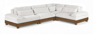 Meridian Furniture Turin Art Deco Four Piece Modular Sectional with Chenille Upholstery for Large Living Spaces 606Cream-Sec4A