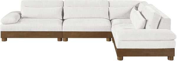 Meridian Furniture Turin Art Deco Four Piece Modular Sectional with Chenille Upholstery for Large Living Spaces 606Cream-Sec4A