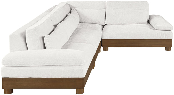 Meridian Furniture Turin Art Deco Four Piece Modular Sectional with Chenille Upholstery for Large Living Spaces 606Cream-Sec4A