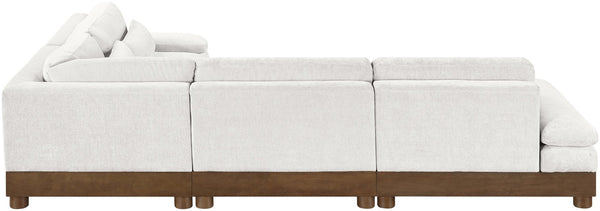 Meridian Furniture Turin Art Deco Four Piece Modular Sectional with Chenille Upholstery for Large Living Spaces 606Cream-Sec4A