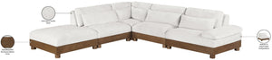 Meridian Furniture Turin Five Piece Modular Sectional Plush Chenille Low Profile Art Deco Living Room 606Cream-Sec5D