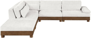 Meridian Furniture Turin Five Piece Modular Sectional Plush Chenille Low Profile Art Deco Living Room 606Cream-Sec5D