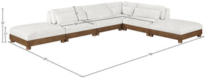 Meridian Furniture Turin Six Piece Modular Sectional Plush Chenille Art Deco Living Room Sofa Set 606Cream-Sec6B