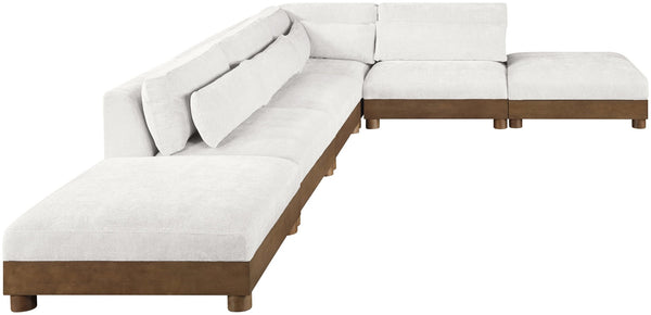 Meridian Furniture Turin Six Piece Modular Sectional Plush Chenille Art Deco Living Room Sofa Set 606Cream-Sec6B