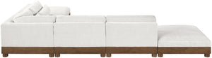Meridian Furniture Turin Six Piece Modular Sectional Plush Chenille Art Deco Living Room Sofa Set 606Cream-Sec6B