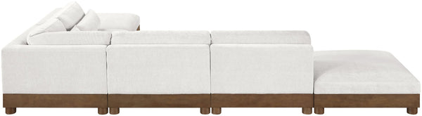 Meridian Furniture Turin Six Piece Modular Sectional Plush Chenille Art Deco Living Room Sofa Set 606Cream-Sec6B