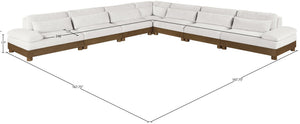 Meridian Furniture Turin Seven Piece Modular Sectional Cream Chenille Art Deco Low Profile Living Room 606Cream-Sec7A