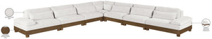 Meridian Furniture Turin Seven Piece Modular Sectional Cream Chenille Art Deco Low Profile Living Room 606Cream-Sec7A
