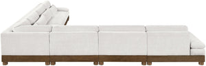 Meridian Furniture Turin Seven Piece Modular Sectional Cream Chenille Art Deco Low Profile Living Room 606Cream-Sec7A