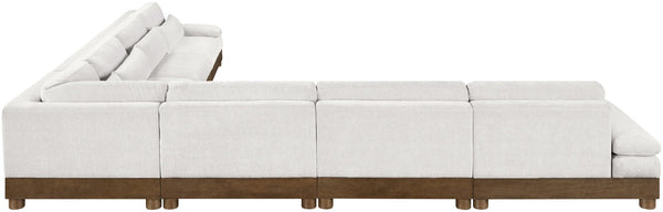 Meridian Furniture Turin Seven Piece Modular Sectional Cream Chenille Art Deco Low Profile Living Room 606Cream-Sec7A