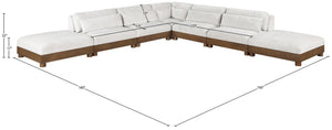 Meridian Furniture Turin Seven Piece Modular Sectional Chenille Upholstered Art Deco Living Room Sofa 606Cream-Sec7B