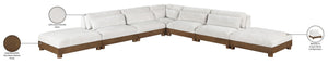 Meridian Furniture Turin Seven Piece Modular Sectional Chenille Upholstered Art Deco Living Room Sofa 606Cream-Sec7B