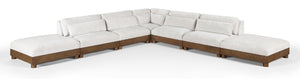 Meridian Furniture Turin Seven Piece Modular Sectional Chenille Upholstered Art Deco Living Room Sofa 606Cream-Sec7B