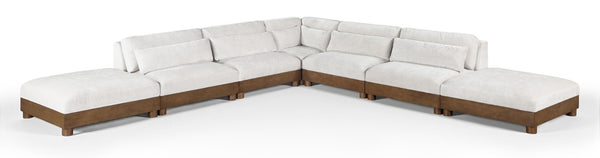 Meridian Furniture Turin Seven Piece Modular Sectional Chenille Upholstered Art Deco Living Room Sofa 606Cream-Sec7B