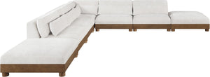 Meridian Furniture Turin Seven Piece Modular Sectional Chenille Upholstered Art Deco Living Room Sofa 606Cream-Sec7B