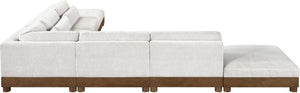Meridian Furniture Turin Seven Piece Modular Sectional Chenille Upholstered Art Deco Living Room Sofa 606Cream-Sec7B