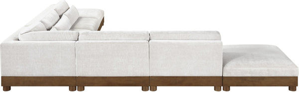 Meridian Furniture Turin Seven Piece Modular Sectional Chenille Upholstered Art Deco Living Room Sofa 606Cream-Sec7B