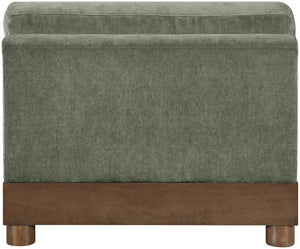Meridian Furniture Turin Chenille Armless Modular Chair Art Deco Oak Frame Plush Living Room Seating Green 606 606Green-Armless