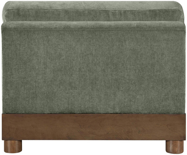 Meridian Furniture Turin Chenille Armless Modular Chair Art Deco Oak Frame Plush Living Room Seating Green 606 606Green-Armless